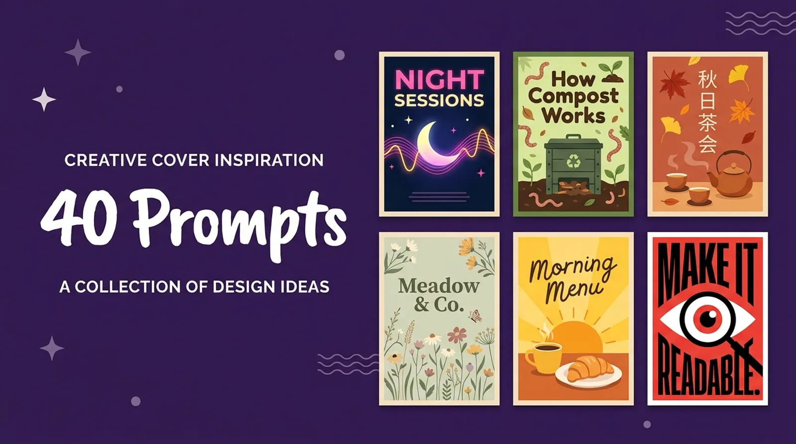 40 MOSS-Image Prompts for Posters, Infographics, Labels and Social Posts